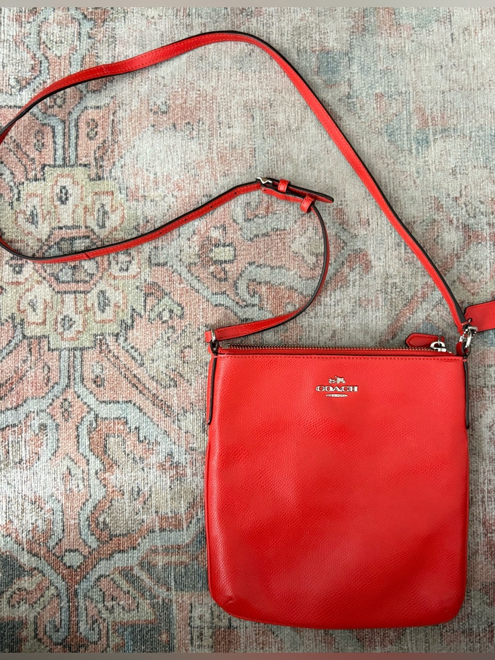 Coach crossgrain leather north/south crossbody bag